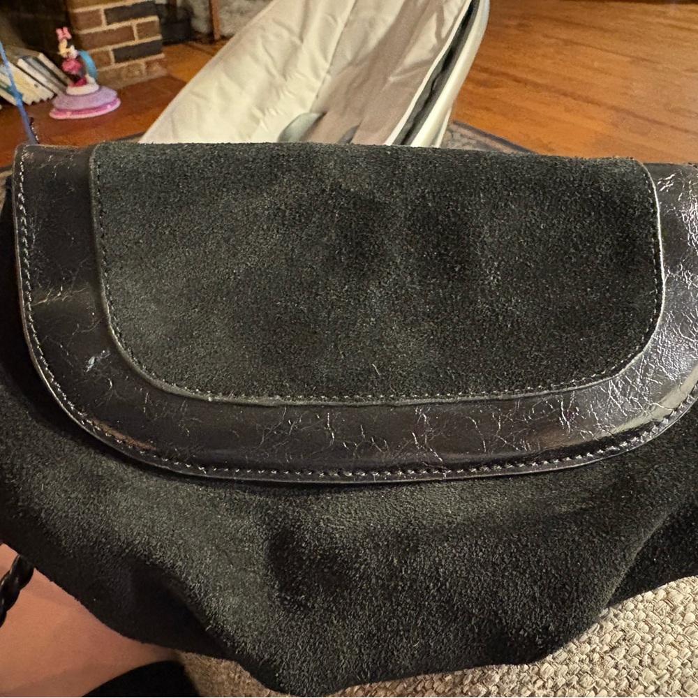 Anthropologie Black Shoulder Bag Gold Hardware with Chain Strap for Women